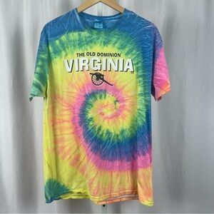 Colortone Large Pastel Tie Dye Virginia Travel Graphic Tee Shirt